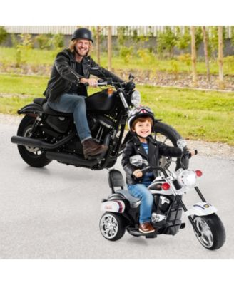 6V Toddler 3-Wheel Motorbike Ride-On Toy with Headlight and Horn - Black&White