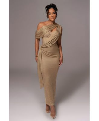 Women's Metallic Celestina Draped Maxi Dress