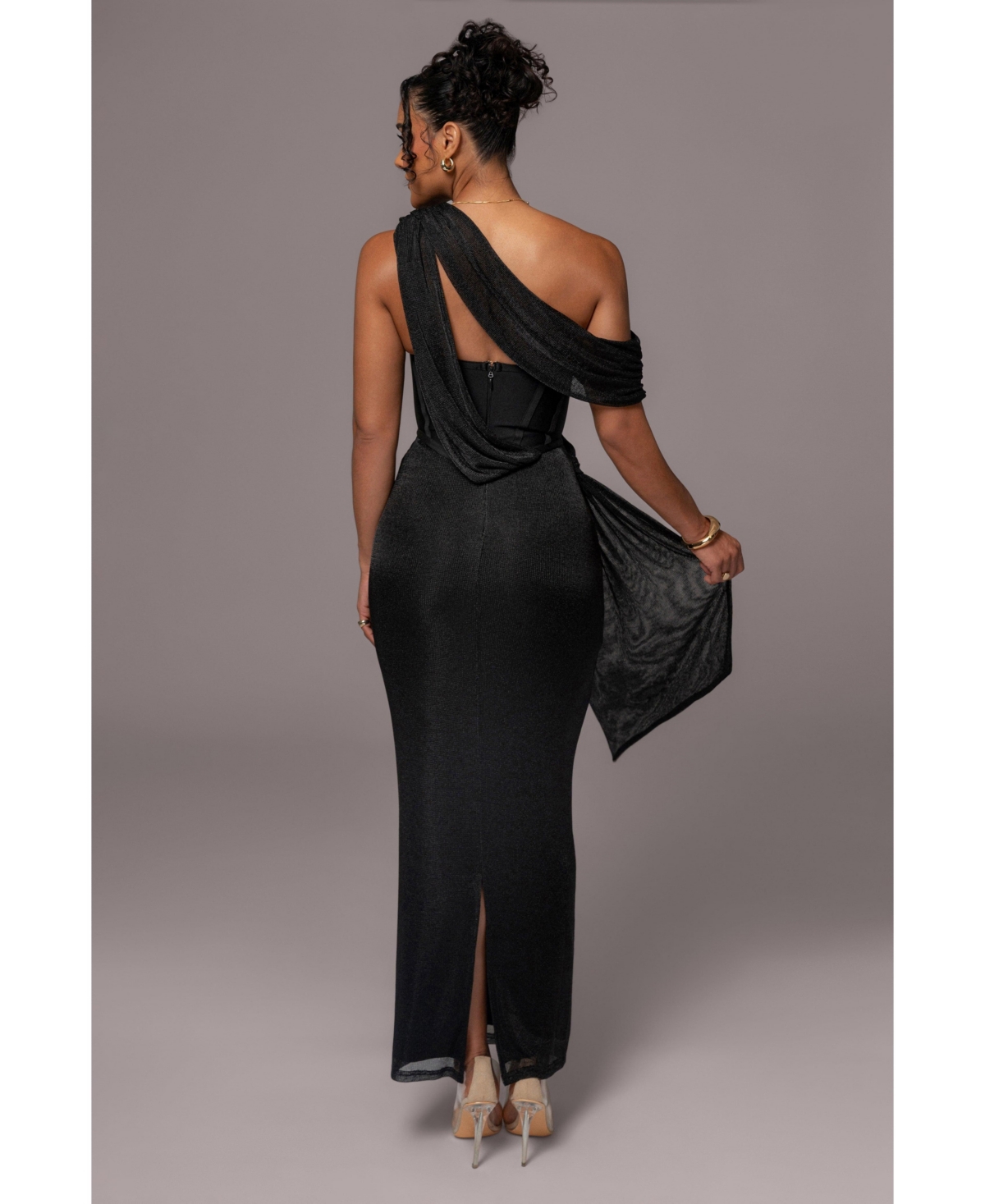 Jluxlabel Women's Metallic Celestina Draped Maxi Dress