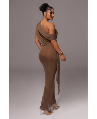 Women's Metallic Celestina Draped Maxi Dress