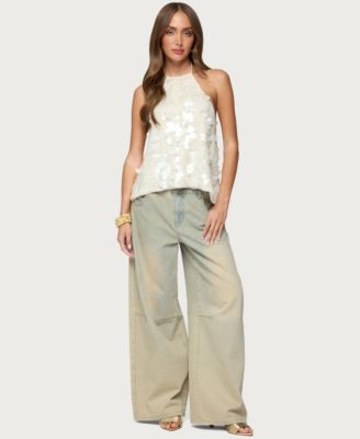 Women's Ellorie Backless Sequin Halter Top