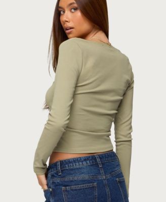 Women's Mora Lace Trim Ribbed T Shirt