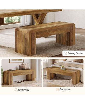 47.24-Inch Long Dining Bench, Large Engineered Wood Kitchen Table Bench with Heavy-Duty Legs, Rustic 2-Person Seating, Brown