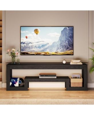 63-Inch TV Stand for 55/60/65/75-Inch TVs, Farmhouse Entertainment Center, Rustic Brown