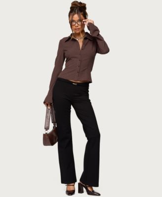 Women's Pinstripe Tailored Button Up Shirt