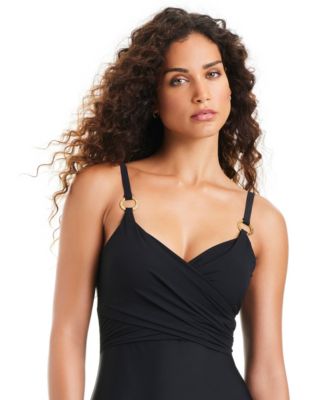 Women's Solid Essentials V-Neck One-Piece Swimsuit