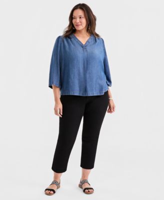 Plus Size Printed 3/4-Sleeve Top