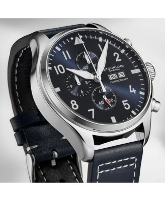 Navigator 4075 Men s 43mm Green Sunray Dial Brown Leather Strap Chronograph Quartz Watch