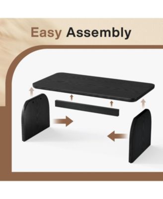 Rectangle Coffee Table, 47-Inch Wood Rectangular Living Room Table, Farmhouse Accent Center Table Low Cocktail Tea Table