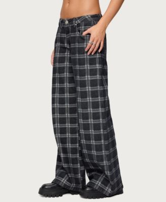 Women's Kailani Plaid Low Rise Baggy Jeans