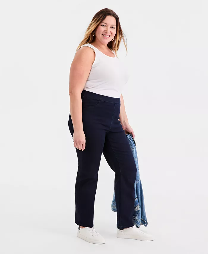 Plus Size Straight-Leg Pull-On Jeans - thumbnail 10