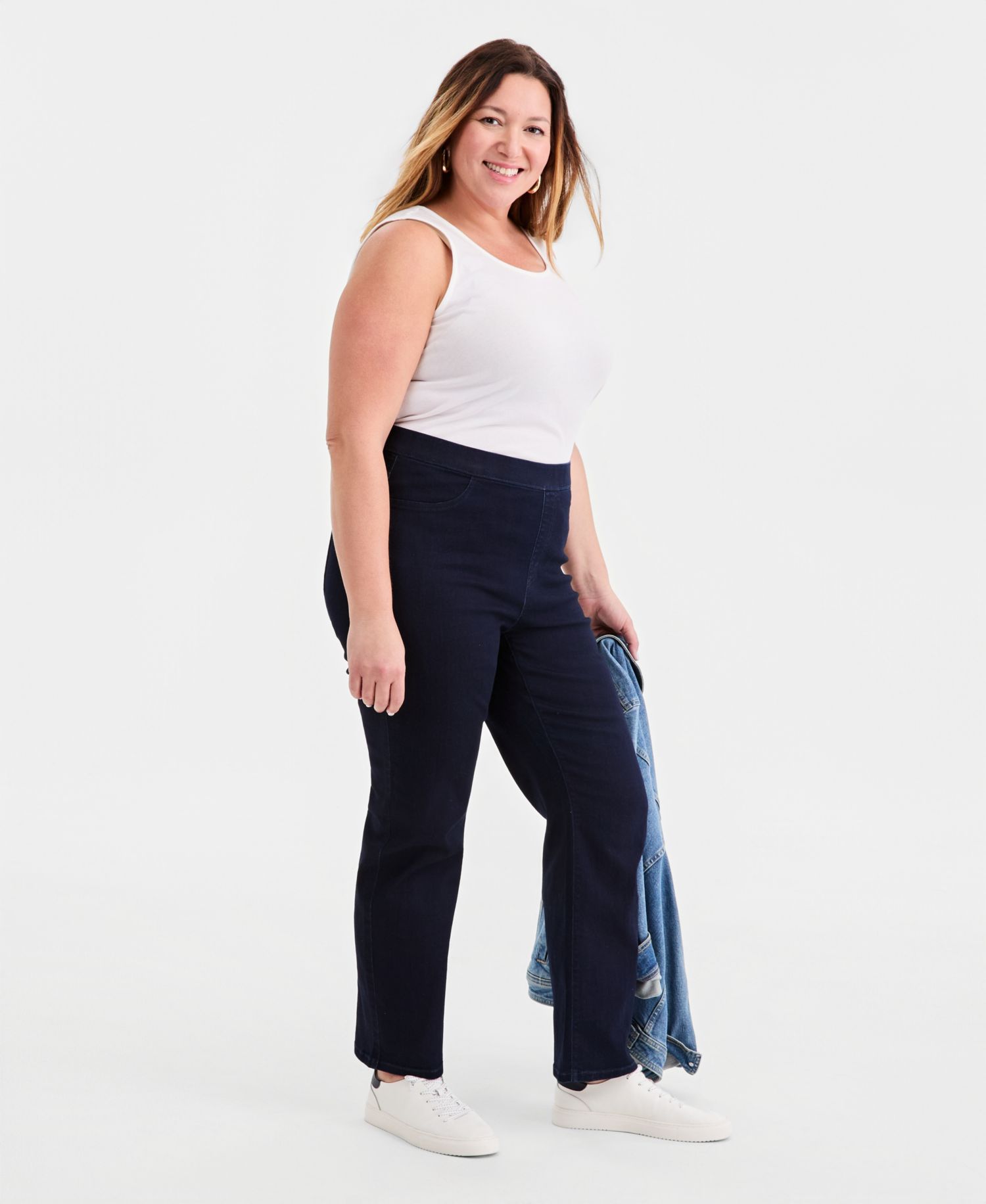 Plus Size Straight-Leg Pull-On Jeans