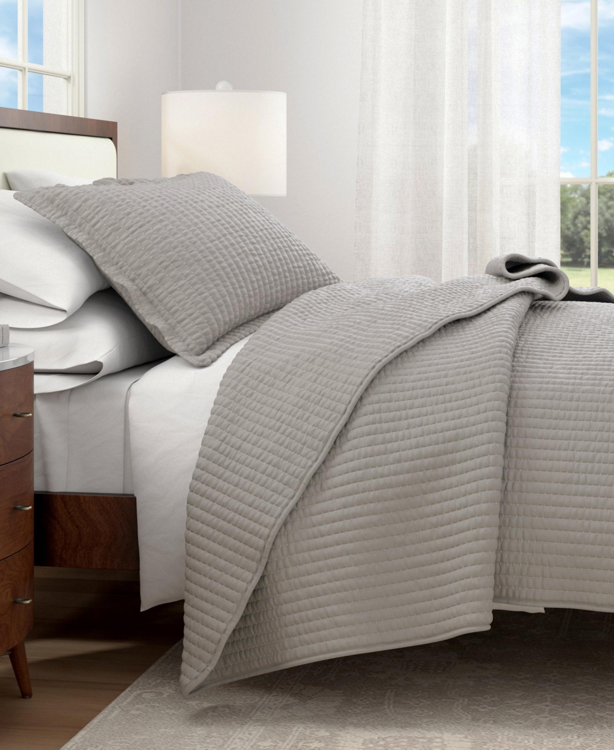Linery & Co. Detailed Channel Stitch Microfiber Quilt Set With Shams