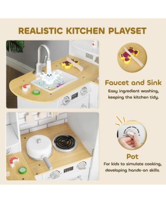 Wooden Big Kitchen Playset for Kids with Tons of Storage, Sound Effect