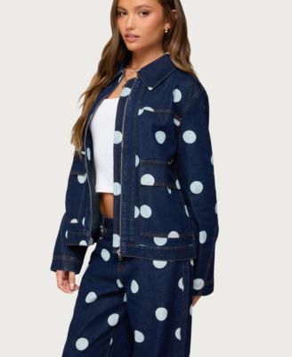 Women's Leyah Polka Dot Oversized Denim Jacket