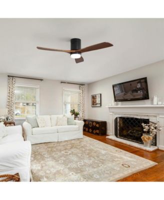 52-inch Modern Black 3-Blade Light Ceiling Fan with Remote Control and Supporting Mobile Device Connection