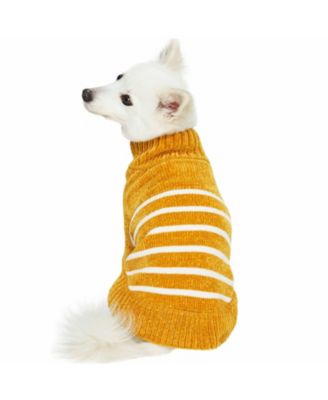 Ultra-soft Chenille Classy Striped Tutleneck Dog Sweater