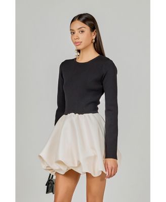 Women's Long Sleeve Open Back Knit Mini Dress