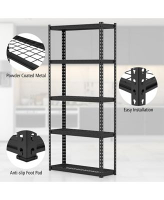 5-Tier Metal Shelving Unit with Anti-slip Foot Pad Height Adjustable Shelves for Garage-S