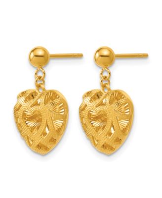 Macy's - Heart Dangle Drop Earrings 24K Yellow Gold