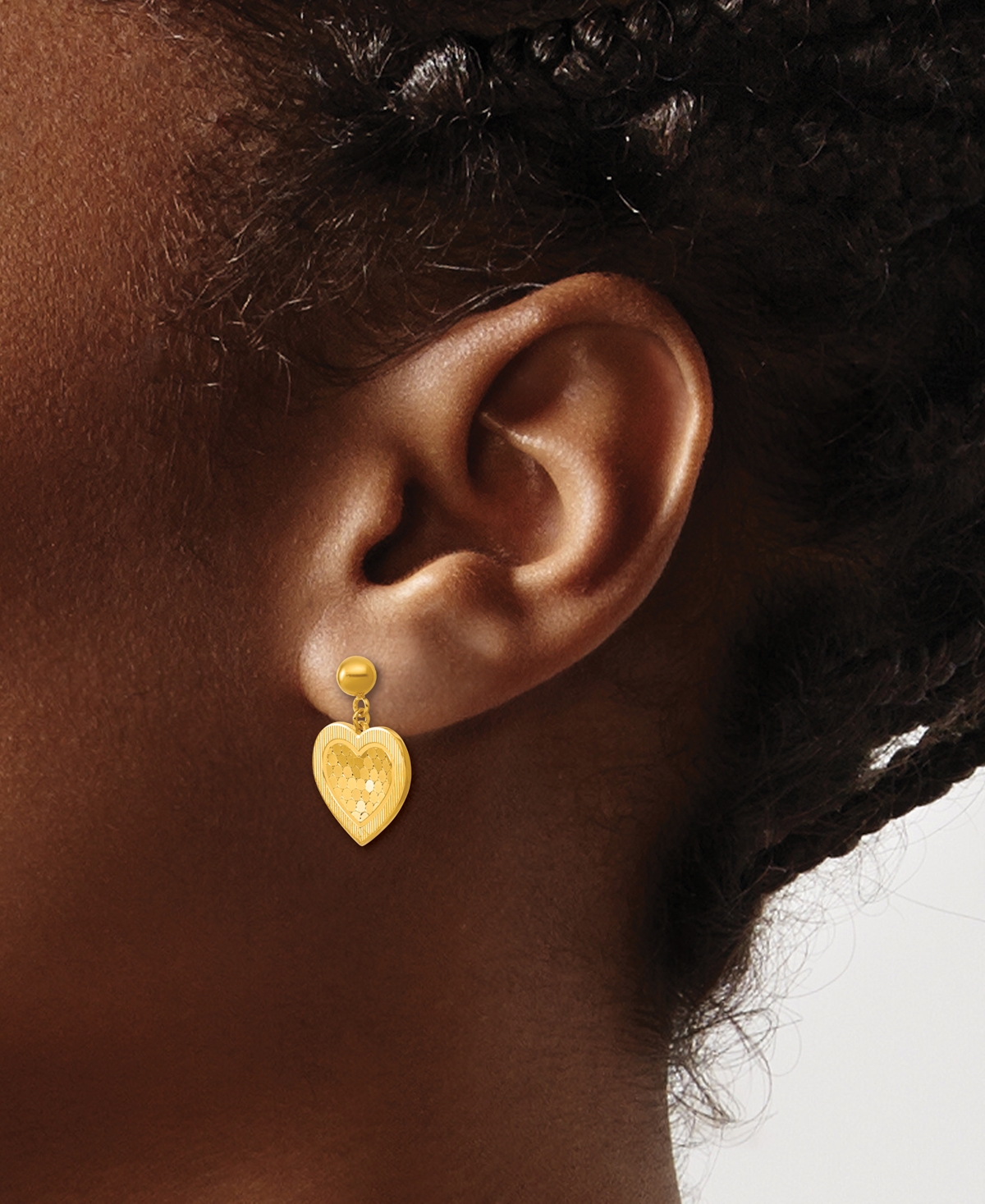 Macy's Heart Dangle Drop Earrings in 24K Yellow Gold