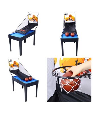5-in-1 Multi-Game Table with Foosball, Billiards, Ping Pong, Hockey & Basketball, Black MDF Indoor Sports Table for Kids and Adults-Rbied