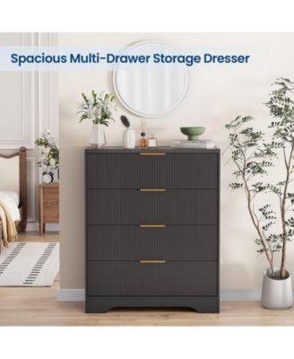 Fluted 5 Drawer Dresser for Bedroom