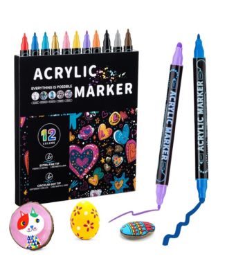 12 Colors Double-Ended Acrylic marker, stackable color marker for Wood.