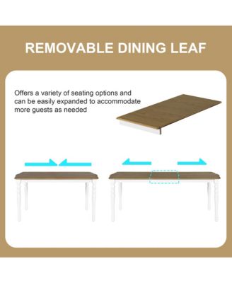 7-Piece Extendable Dining Set with 60-78 Inch Wood Table 6 Upholstered Chairs and Removable Leaf