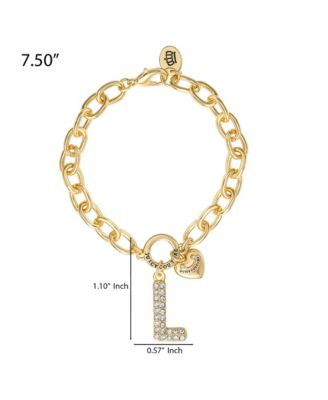 Pave Initial Charm Bracelet - 7.5'' Gold Tone Link