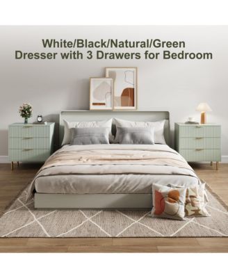 3 Drawer Dresser for Bedroom, Large Nightstand Chest of Drawers, Modern Wood Storage Dresser Organizer