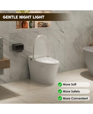 Smart Bathroom Fixture  Dual Flush Bathroom Fixture 1/1.28 GPF,Foot Sensor Flush,Night Light,Self-Cleaning Nozzle