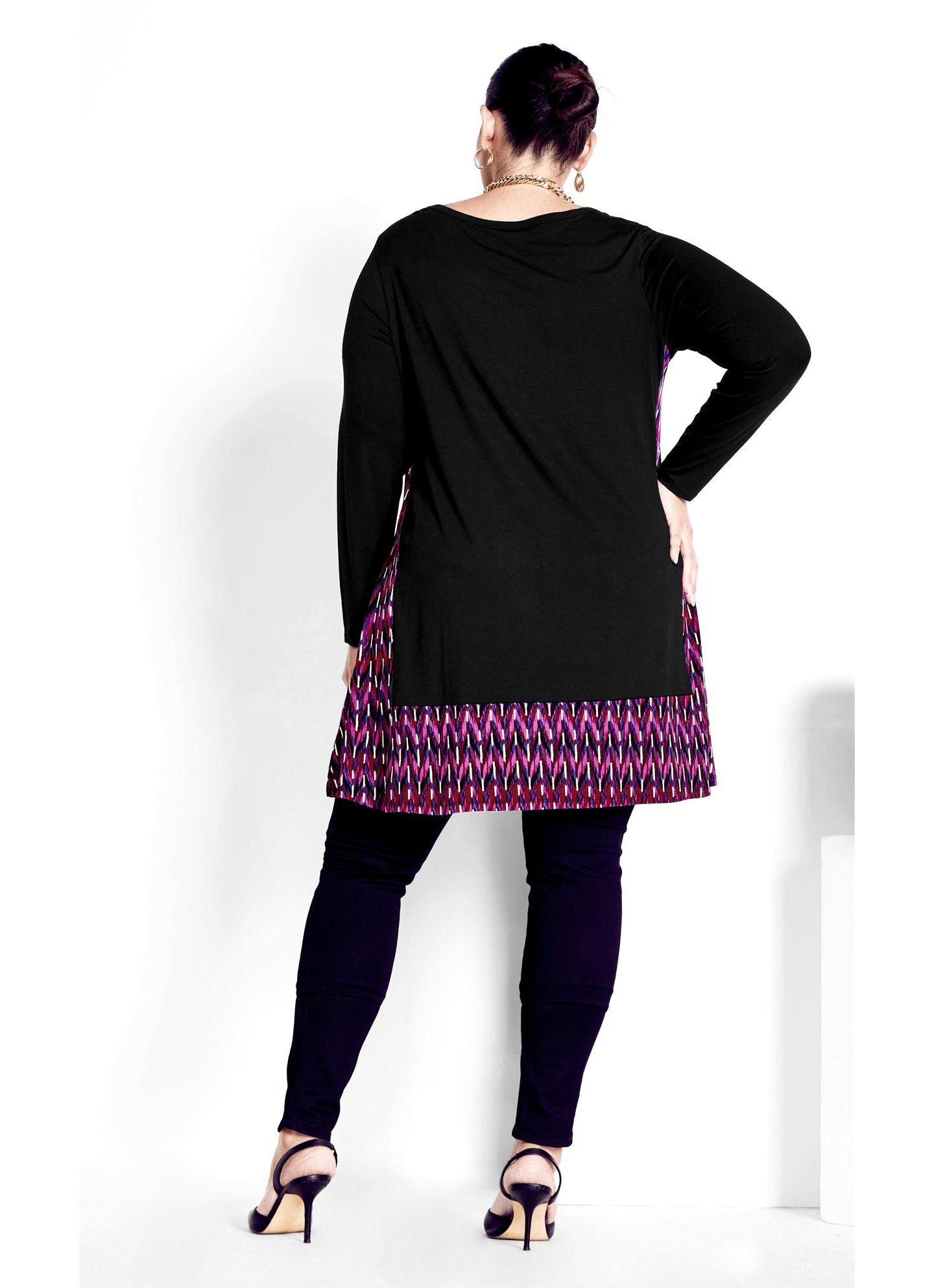 Женский топ Avenue Plus Size Elsa Tunic, цвет: Чёрный ягодный — фото 2