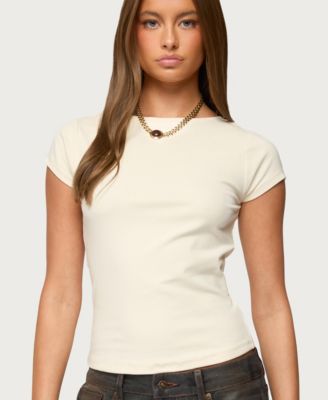 Women's Oliana Ribbed Boat Neck T Shirt