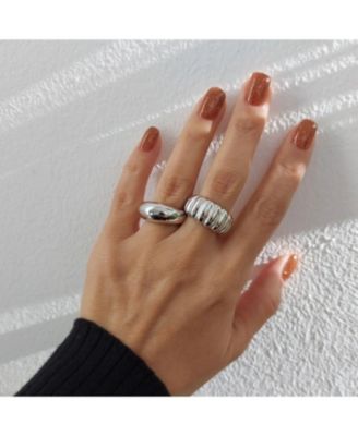 Large Multi Dished Adjustable Statement Sterling Silver Croissant Ring