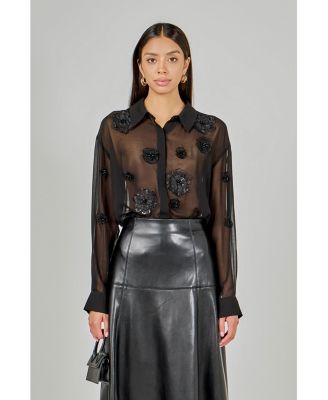 Women's Floral Detail Shirt Blouse