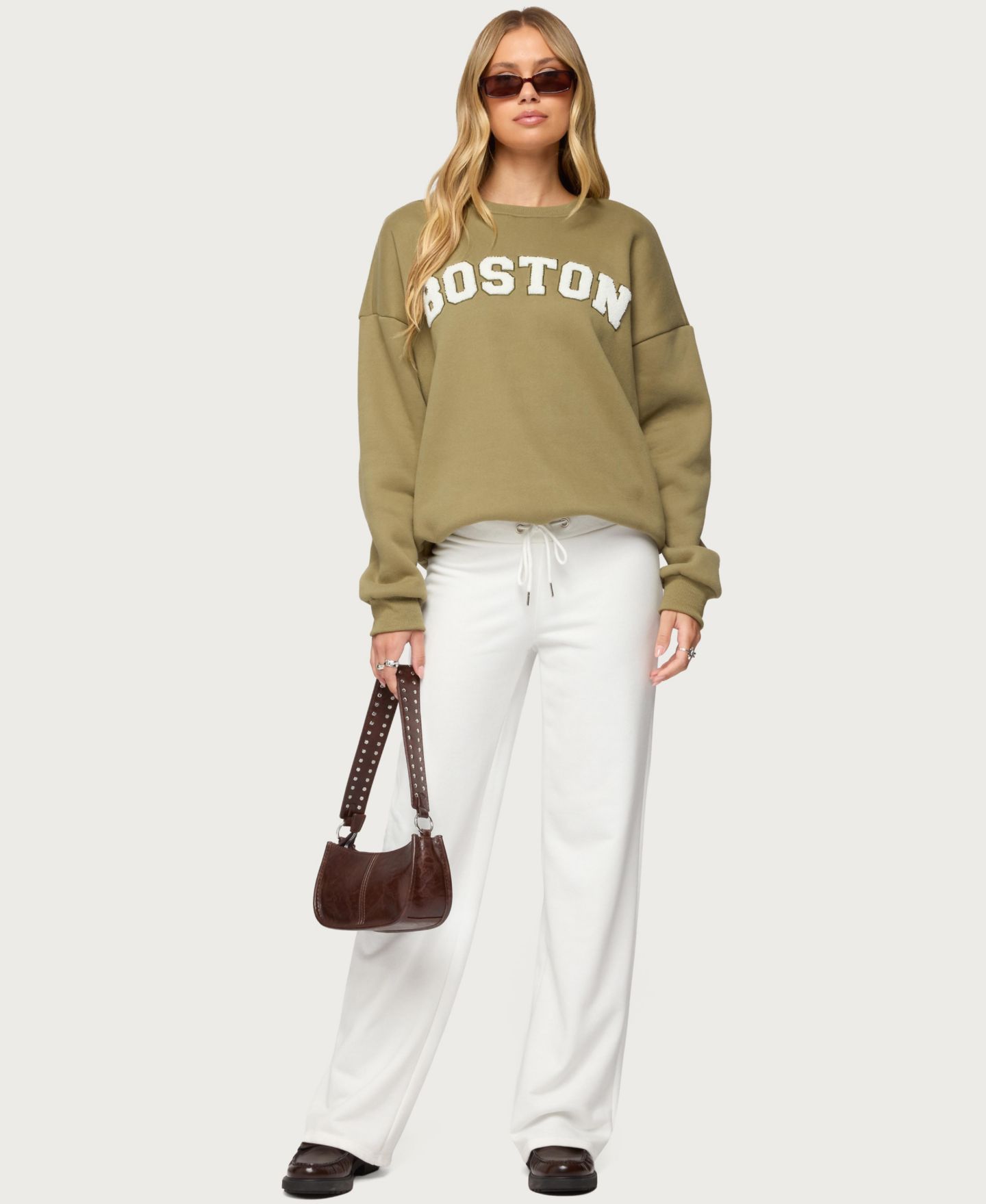 Женская толстовка Edikted Boston Girl, цвет: Оливковый — фото 5