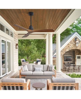 52-inch Modern Black 3-Blade Light Ceiling Fan with Remote Control and Supporting Mobile Device Connection