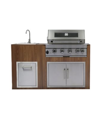 32" Built-In Gas Grill Outdoor Kitchen with Infrared Burner, Sink & Storage
