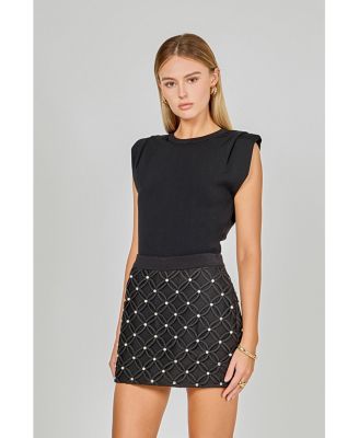 Women's Knit Pleated Shoulder Top