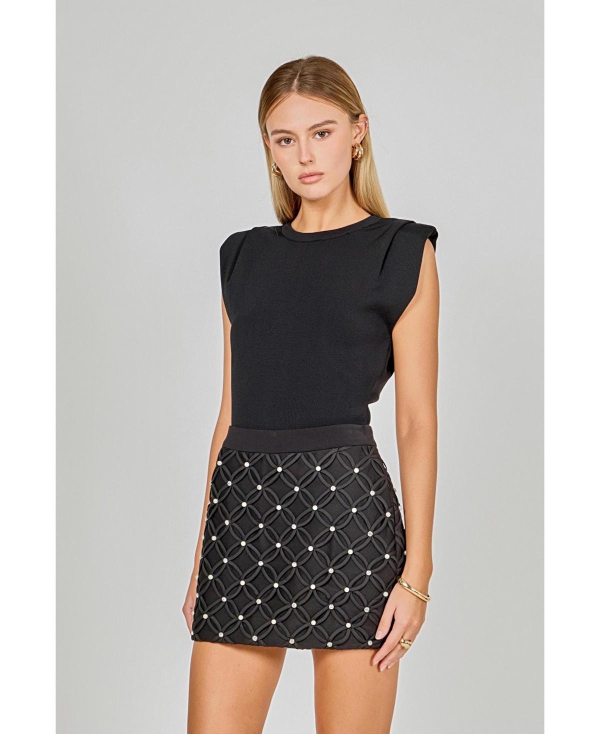 endless rose Women's Knit Pleated Shoulder Top