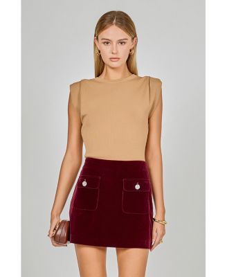 Women's Knit Pleated Shoulder Top