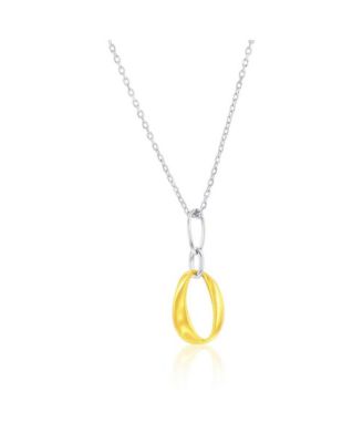 Sterling Silver, Polished Oval Link Necklace - Two-Tone