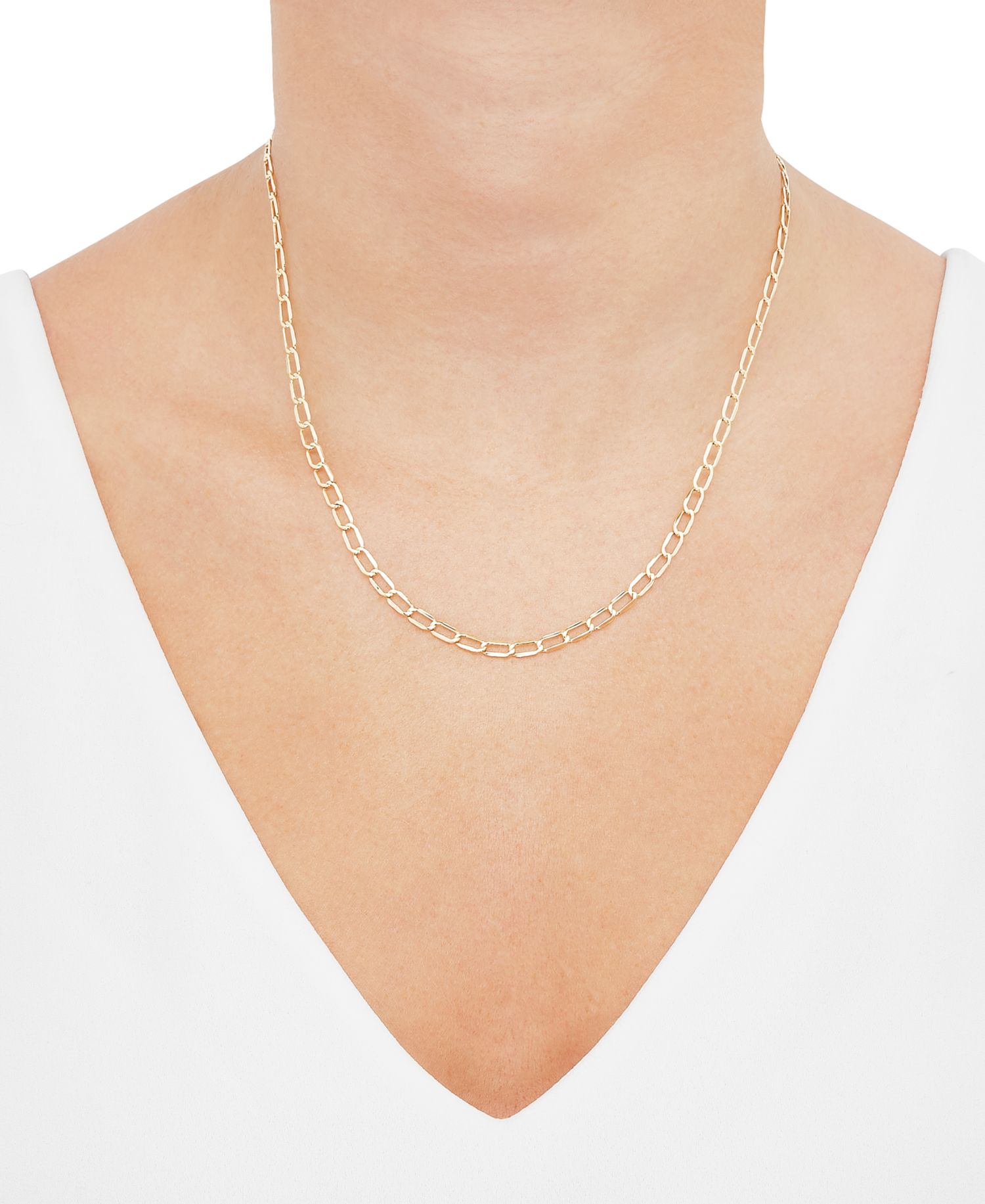 Macy's Hollow Curb Chain Necklace in 10k Yellow Gold
