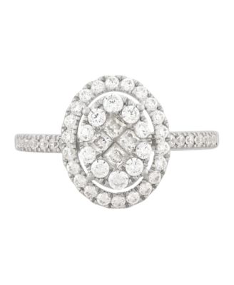 Diamond Halo Cluster Ring (1 ct. t.w.) in 10k White Gold