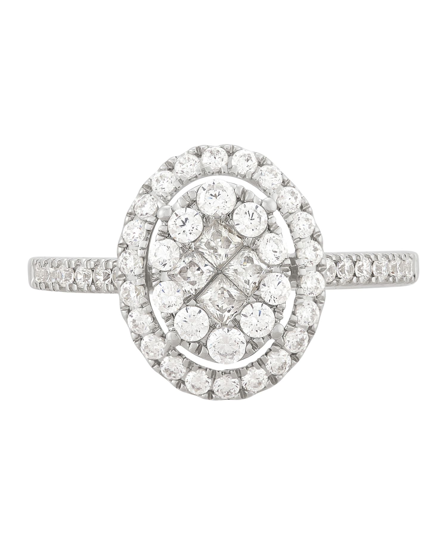 Macy's Diamond Halo Cluster Ring (1 ct. t.w.) in 10k White Gold
