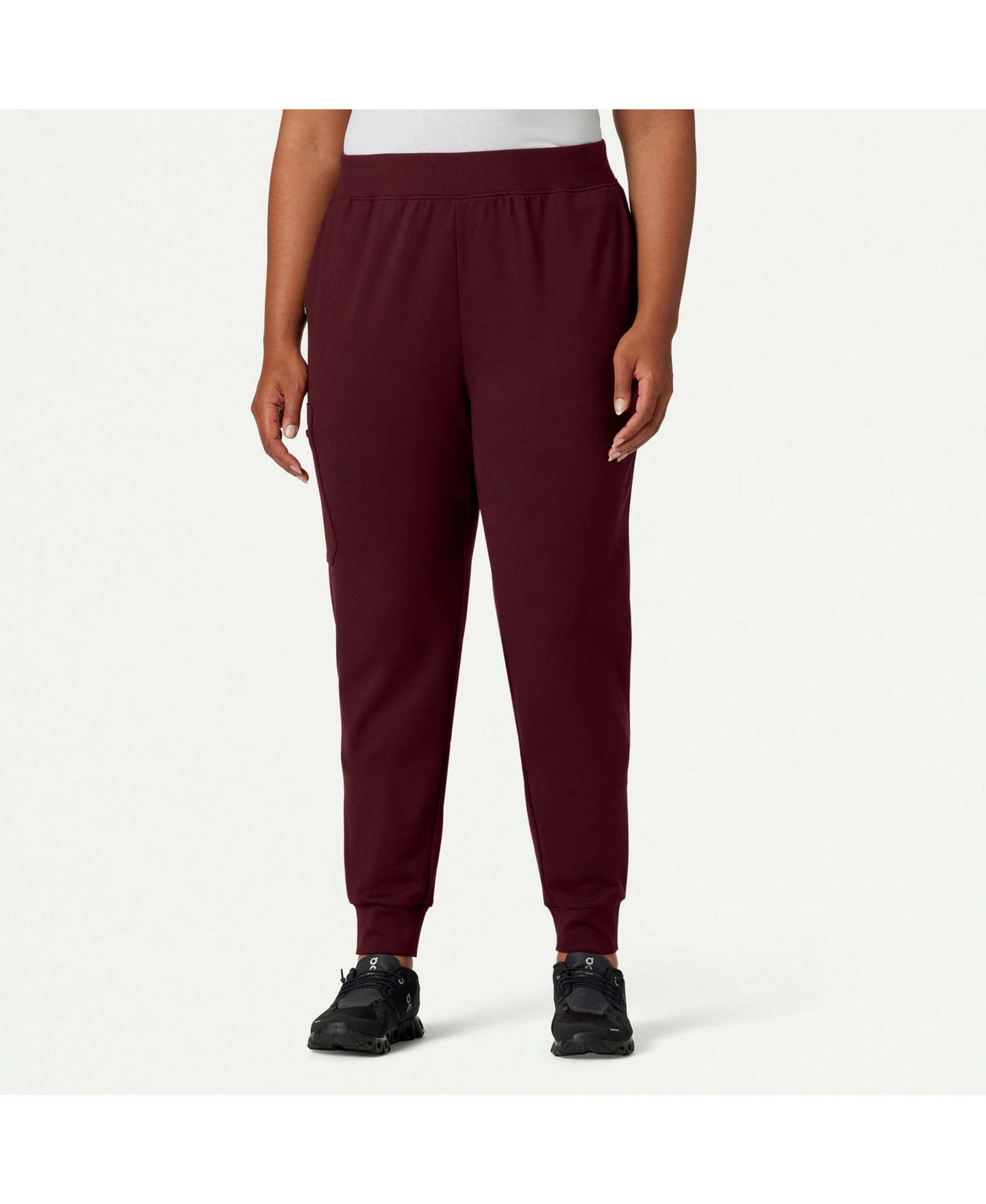 Женские брюки Jaanuu Rubi 6-Pocket Slim Knit Scrub Jogger, цвет: Бордовый — фото 5