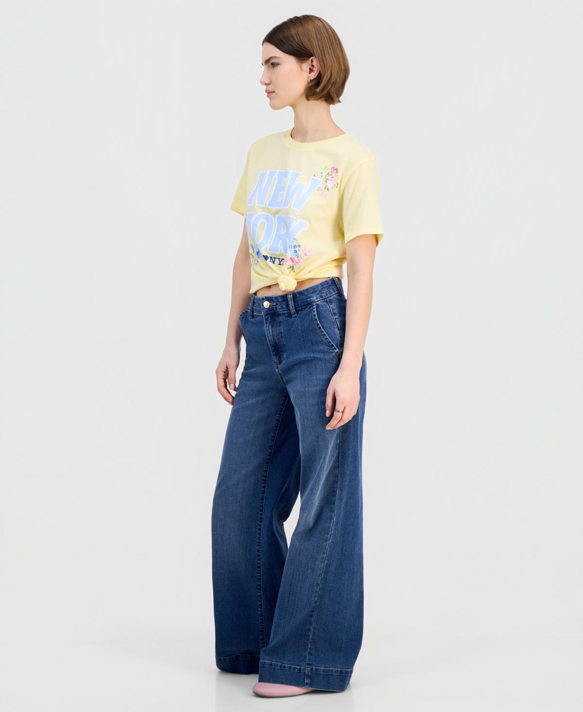 Celebrity Pink Juniors' High-Rise Wide-Leg Trouser Jeans