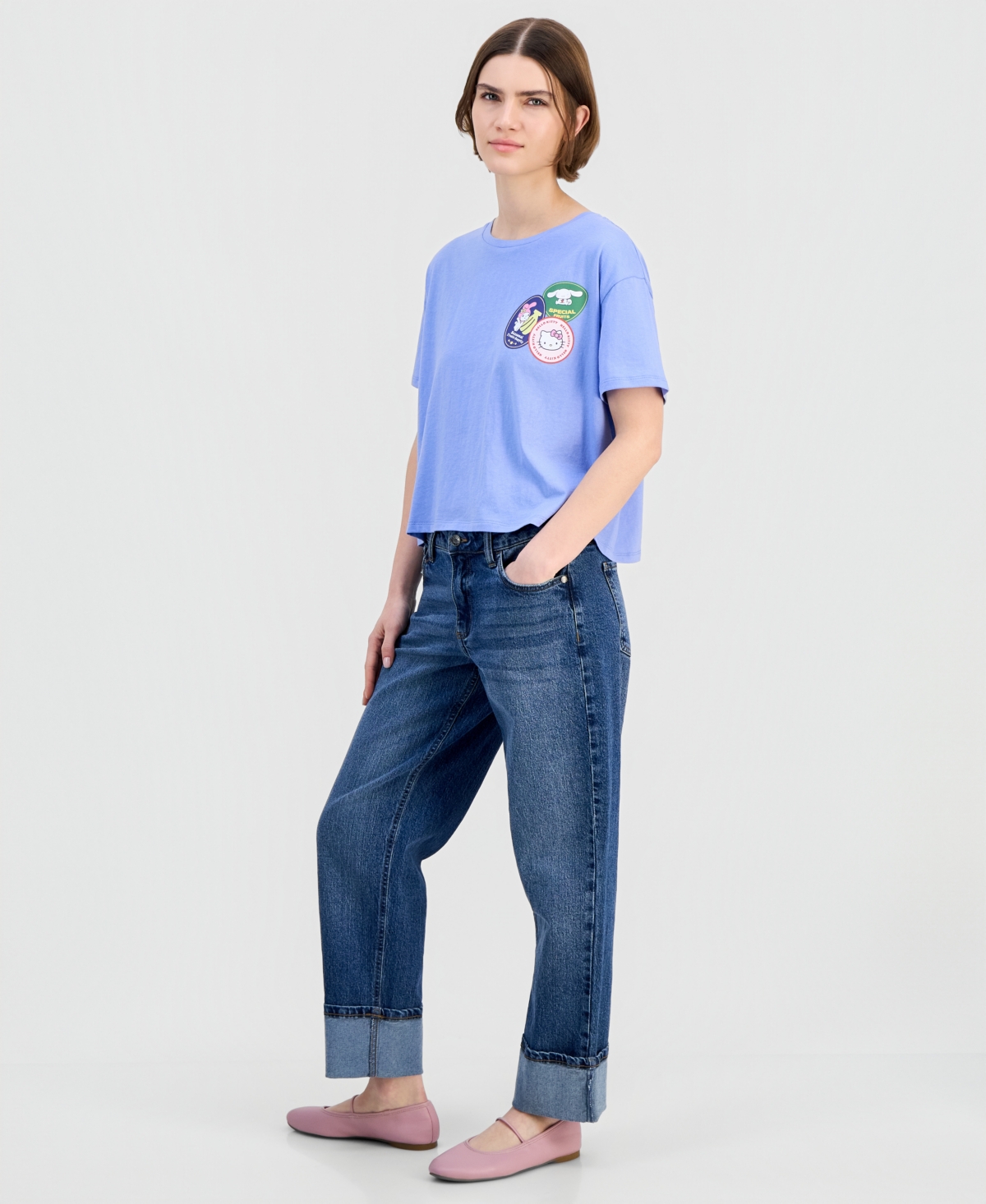 Celebrity Pink Juniors' Cuffed Straight-Leg Jeans