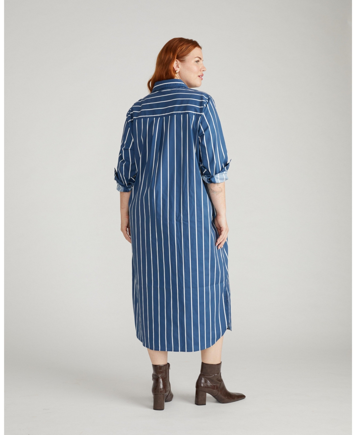 Universal Standard Womens Plus Odeon Stretch Poplin Shirtdress